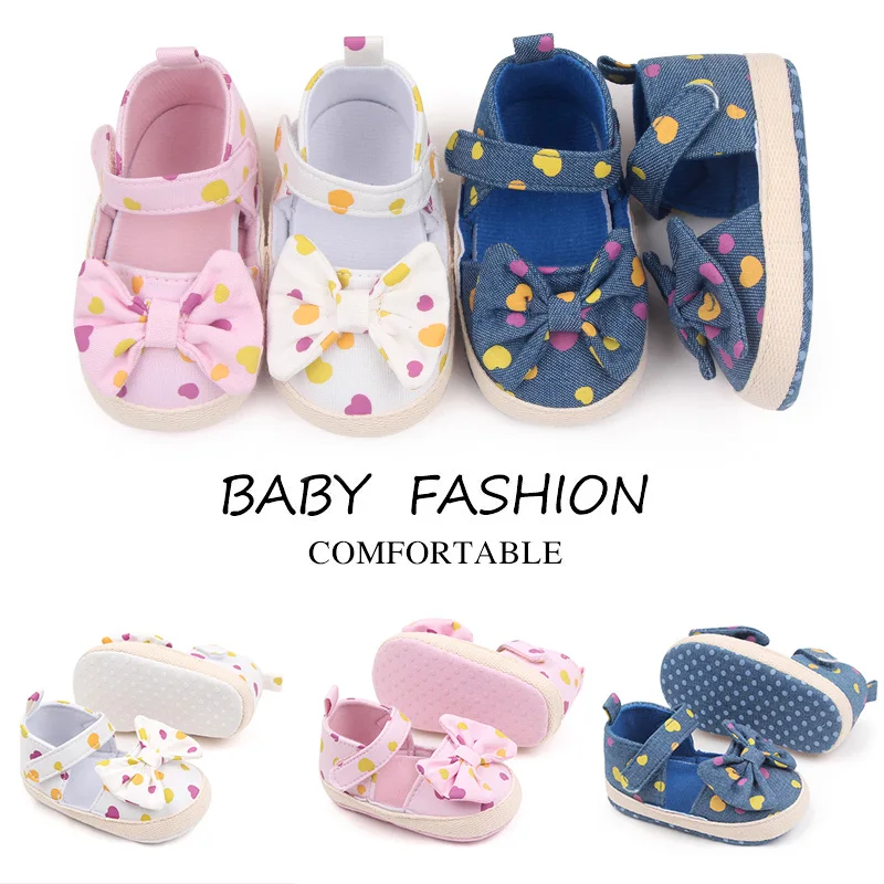 Baby Shoes Girl Spring and Summer Sandal First Step Shoes 6 to 12 Month Baby Girl Toddler Shoes Dots and Bowknot