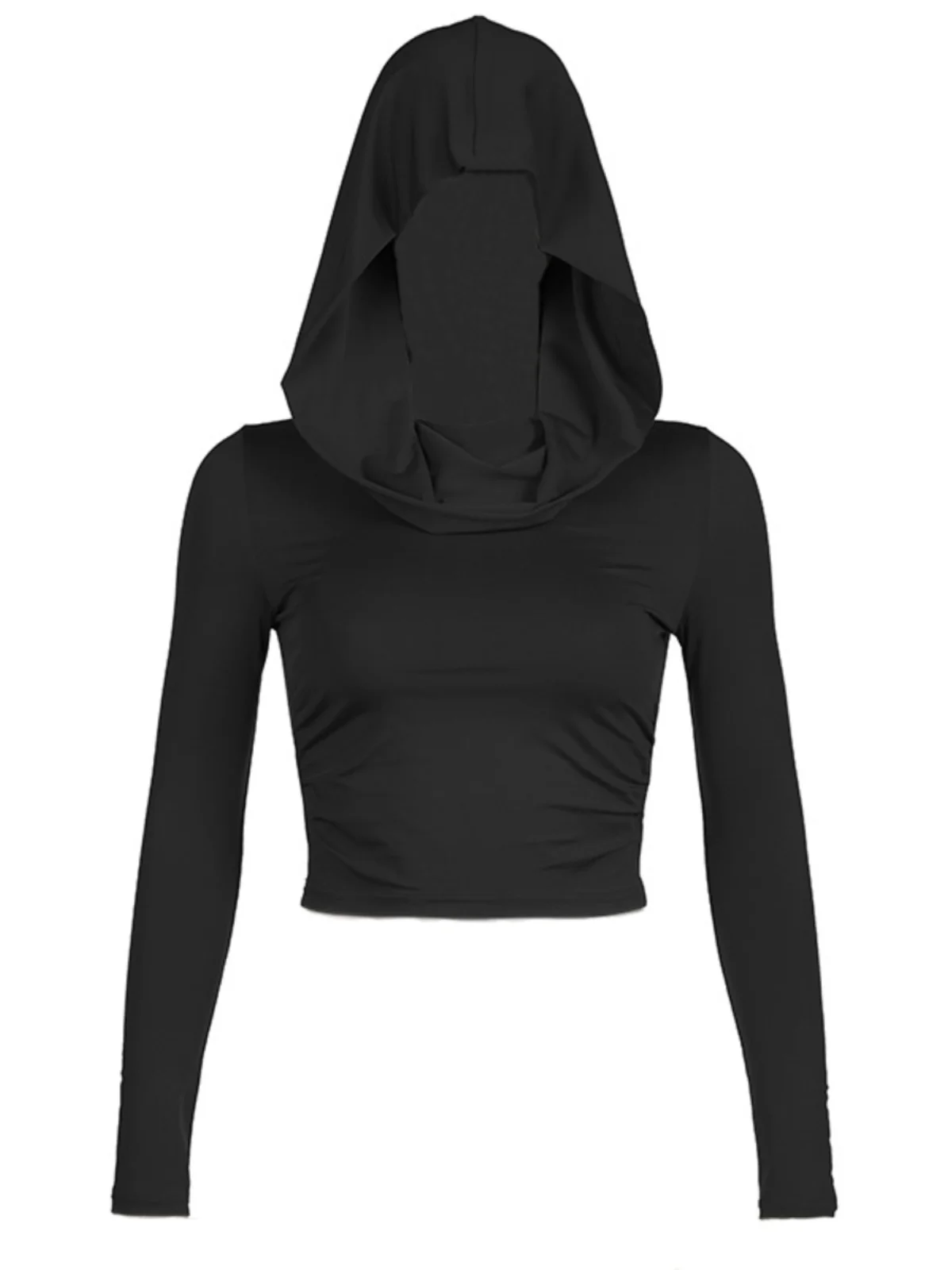 여성용 롱 슬리브 티셔츠 단색 베이스 레이어 원숄더 네 디자인 모자 내구성 폴리에스터 출퇴근용 슬림 가을 상의