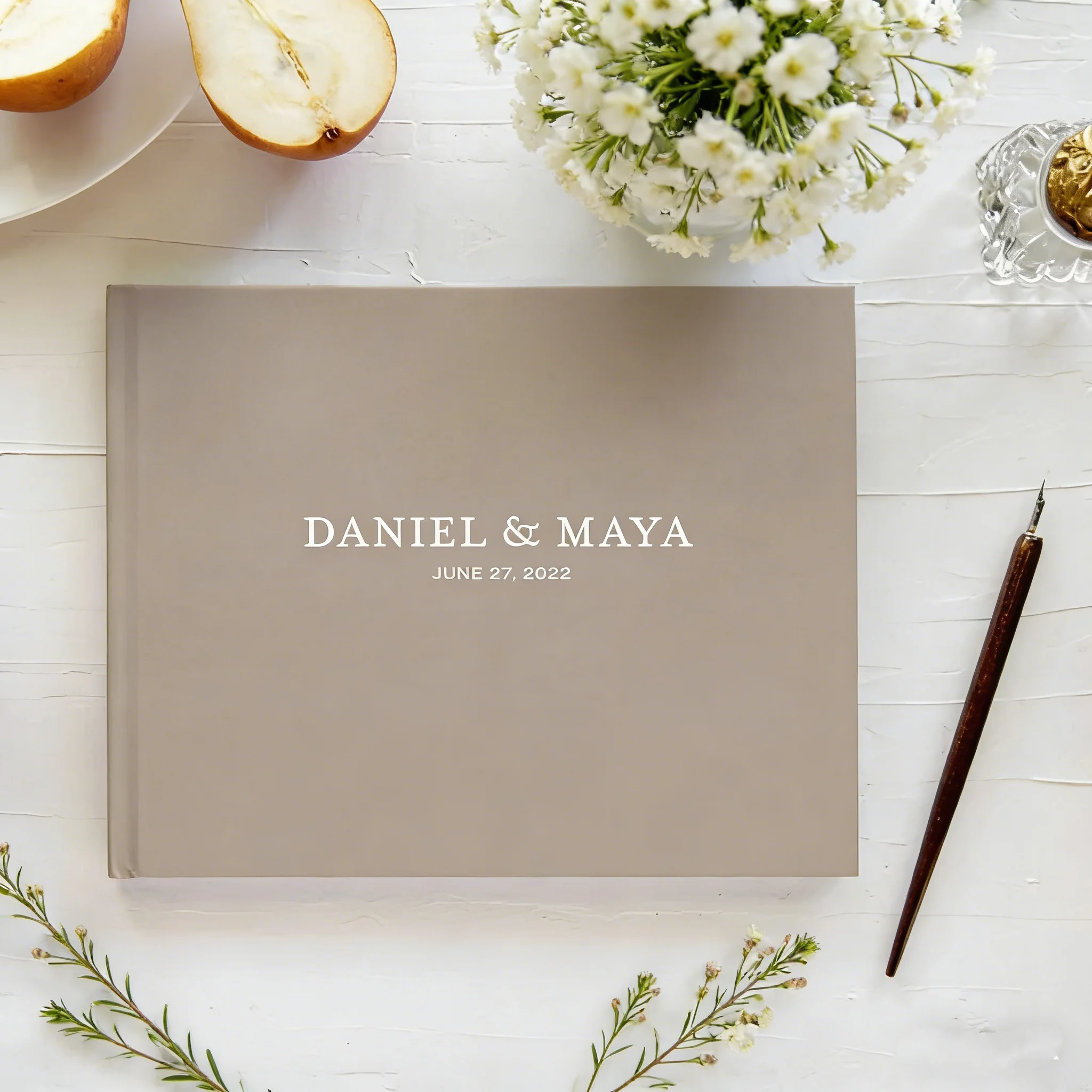personalized-wedding-guestbook-landscape-hardcover-with-foil-stamping-blank-lined-sign-in-album-in-multiple-colors
