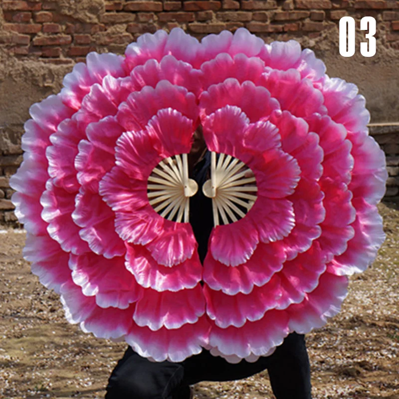 92cm Half-folded Dance Fan Adult Double-sided Peony Hand Fan Square Dance Fan Club Performance Props Decorative Craft Fans