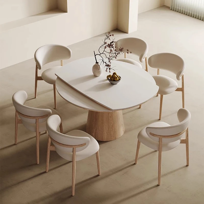 Nordic Solid Wood Dining Table Vintage Luxury Round Modern Dining Table Italy White Conjuntos De Sala De Jantar Home Furniture