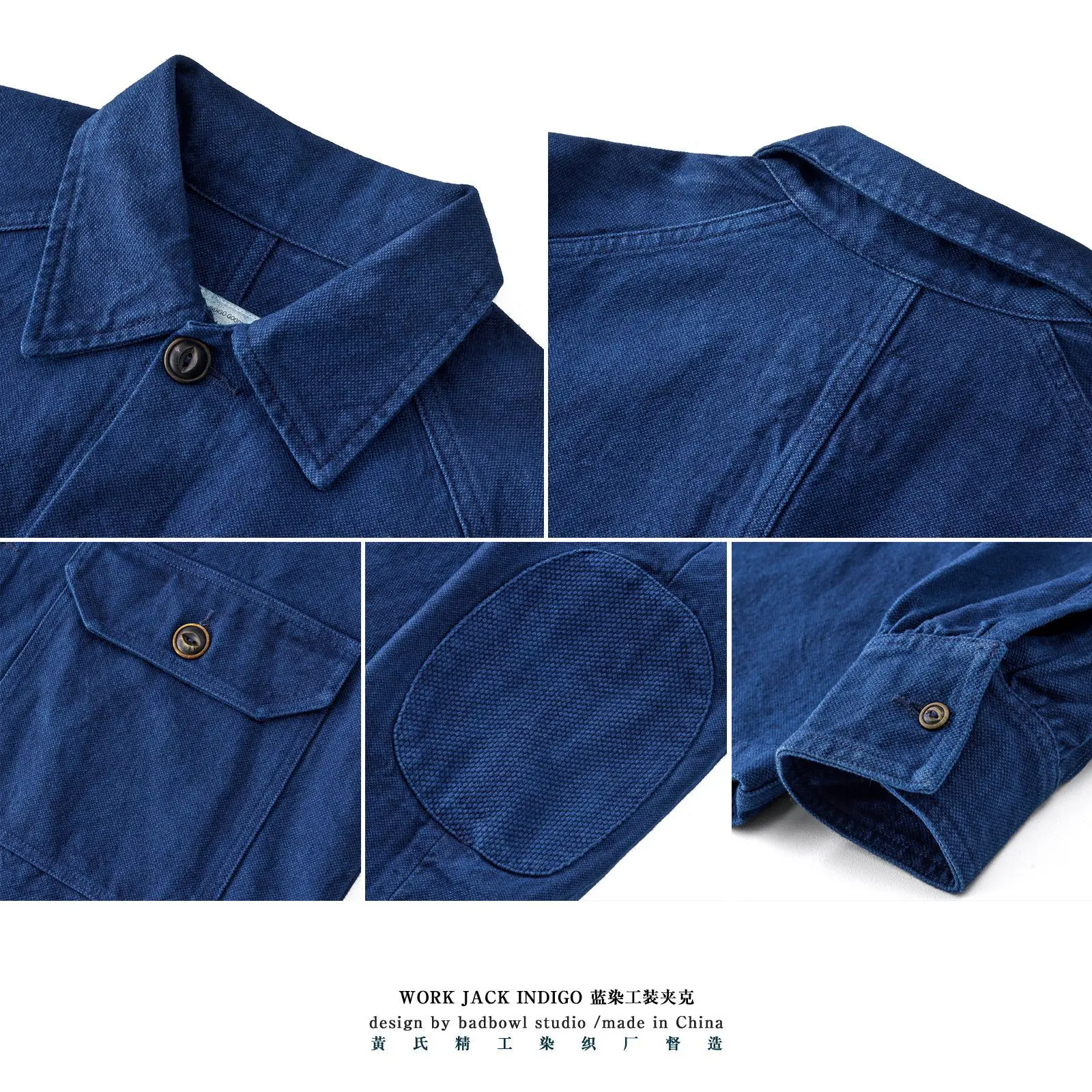 Jaqueta de camisa de linho pesado tingido botânico índigo 380gsm – outono inverno japonês vintage estilo de roupa de trabalho ajuste relaxado