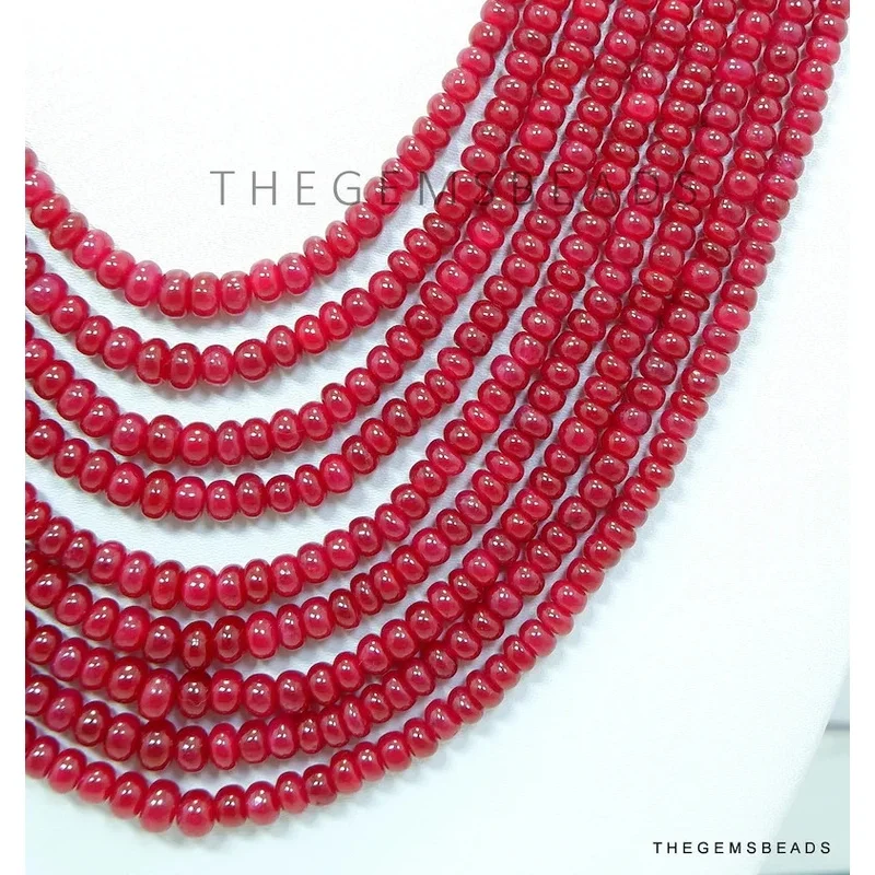 Finest NATURAL MOZAMBIQUE , 20inch Strand 3mm to 4.5mm Smooth Ruby Beads.