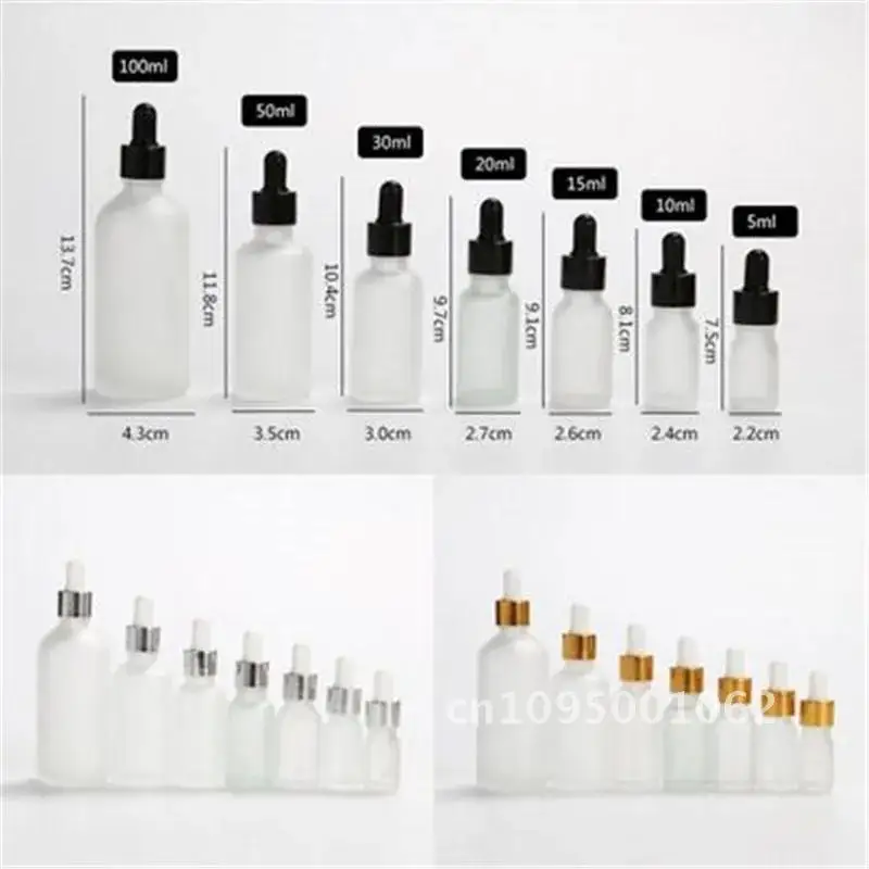 12x5ml 10ml 15ml 30ml 50ml 100ml Frost แก้วขวดบรรจุภัณฑ์ Dropper Essential ขวด Vials คอนเทนเนอร์เครื่องสําอางที่ว่างเปล่าน้ํามัน