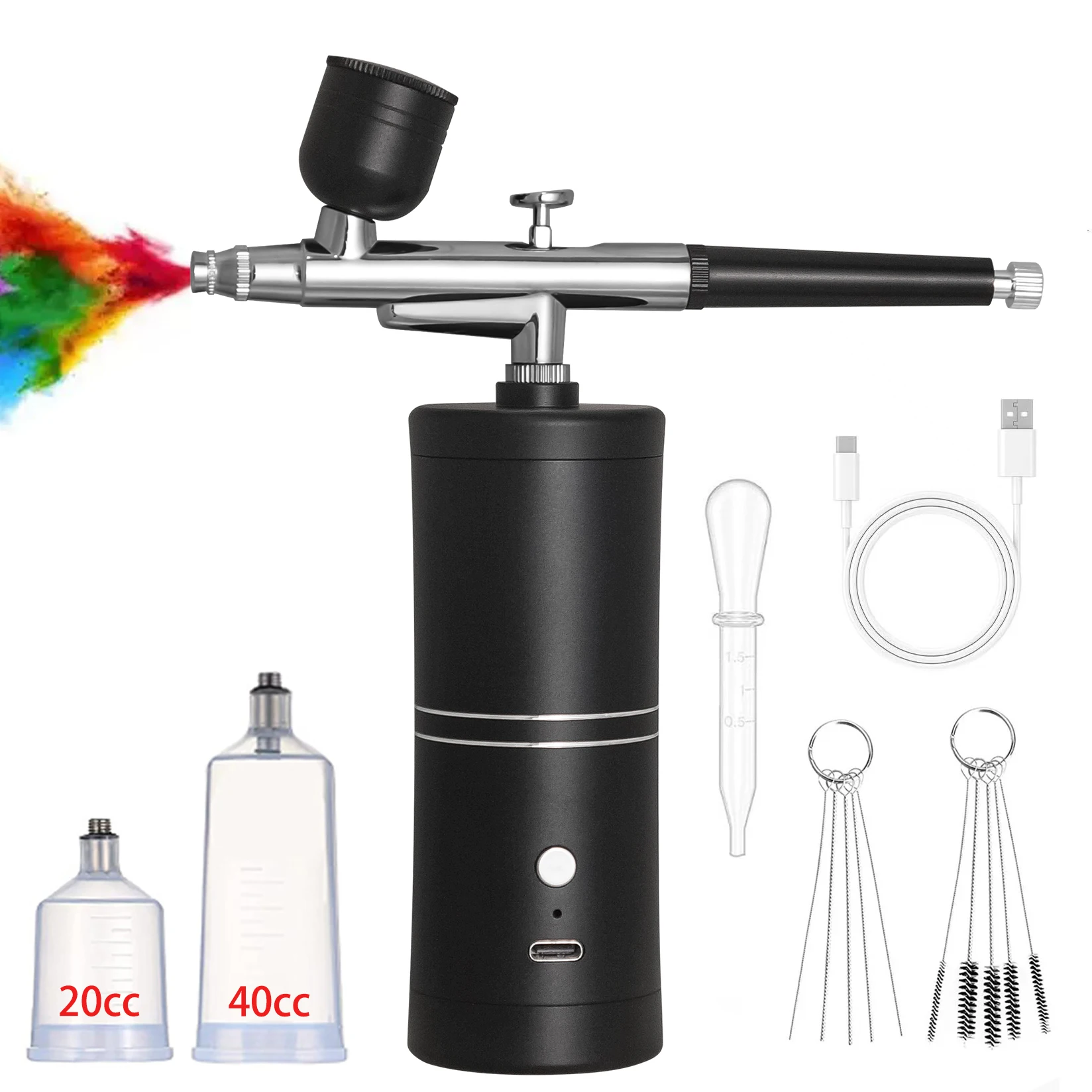 

Airbrush Spray Gun for Painting Nails Modeling Crafts Cake Mini Spray Gun 0.3mm Nozzles Portable Airbrush Gun with Cleaning