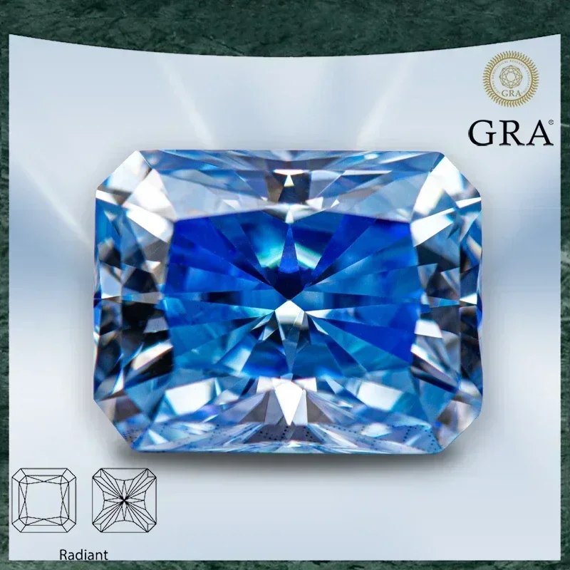 

Moissanite Stone Radiant Cut Ice Blue Color VVS1 with GRA Certificate for Gemstone Charms Beads Top Jewelry Making Material