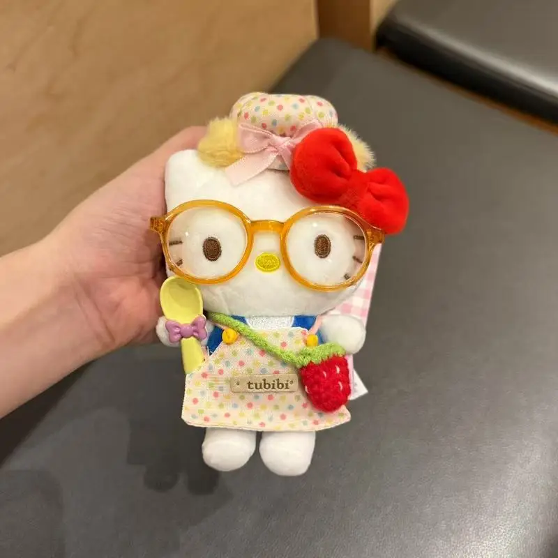 New Kawaii Bouquet Hello Kitty Plush Doll Pendant Cute Gradient Blue Fluffy Toys Keychain Girl Backpack Zipper Decoration Gift