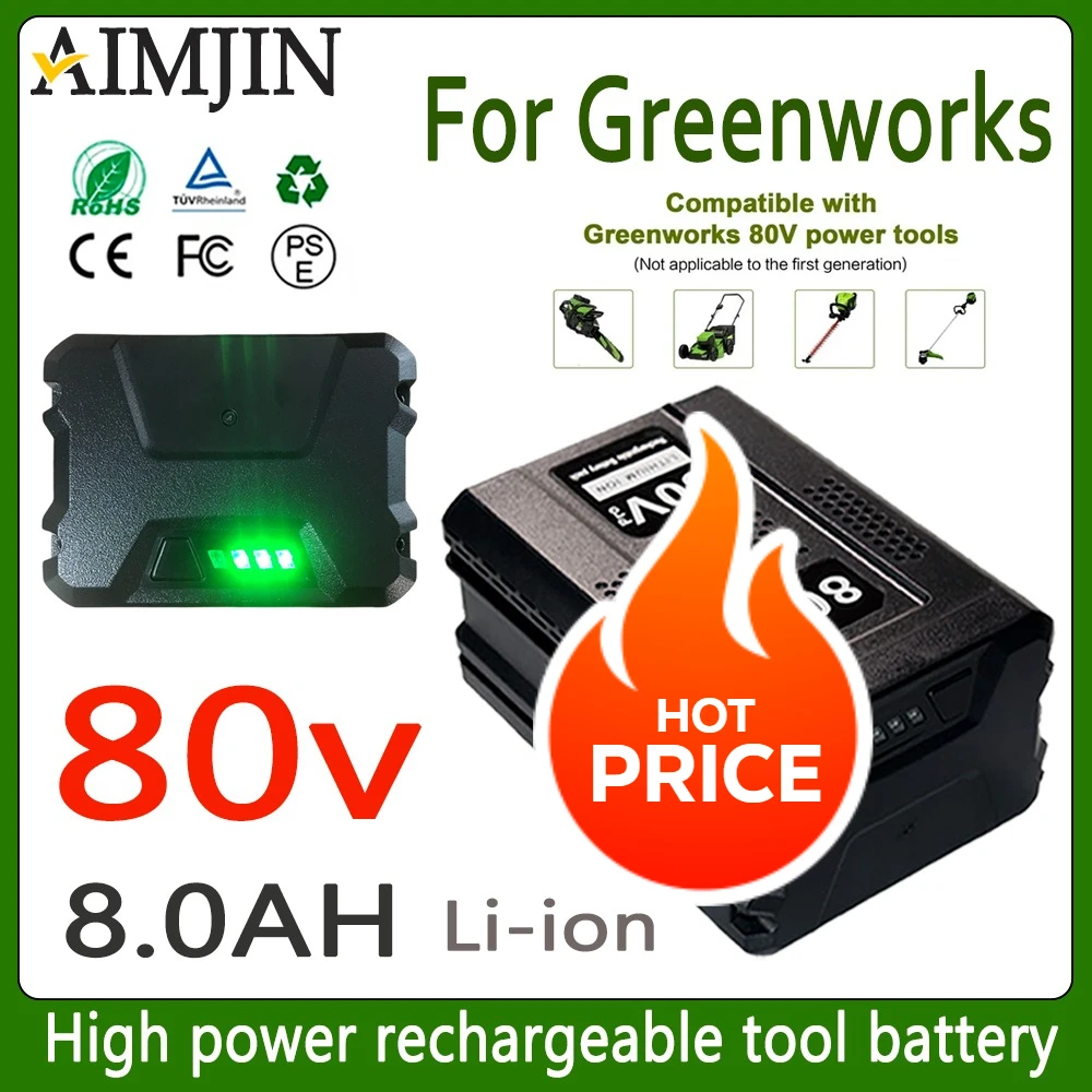 

80V 8000mAh Replacement Battery,for Greenworks PRO 80V Li-ion Battery GBA80150 GBA80150 GBA80200 GBA80250 GBA80300 GBA80500