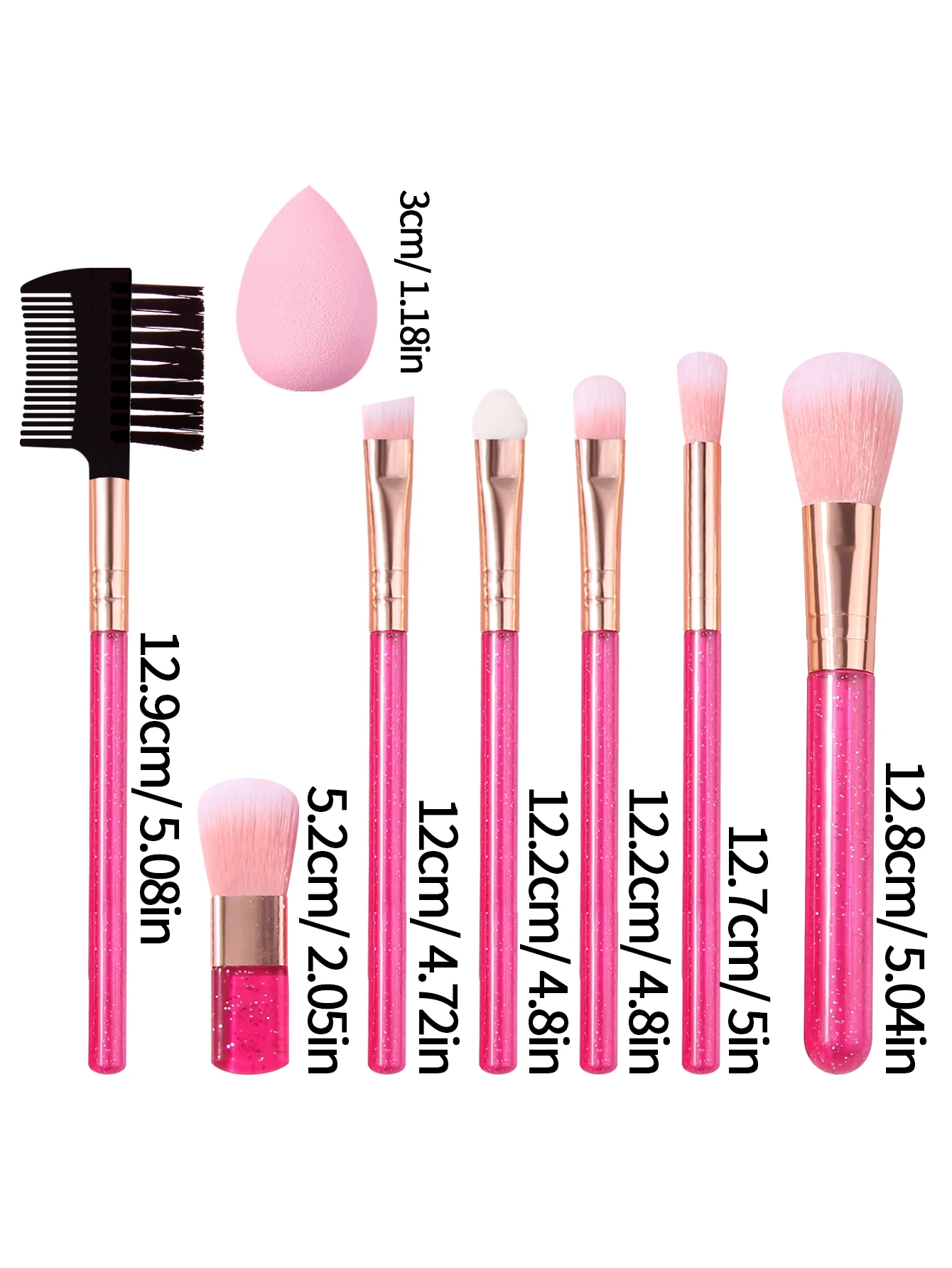 9-piece high-quality mini makeup brush set - powder brush, eyeshadow brush, multi-functional brush & small sponge applicator