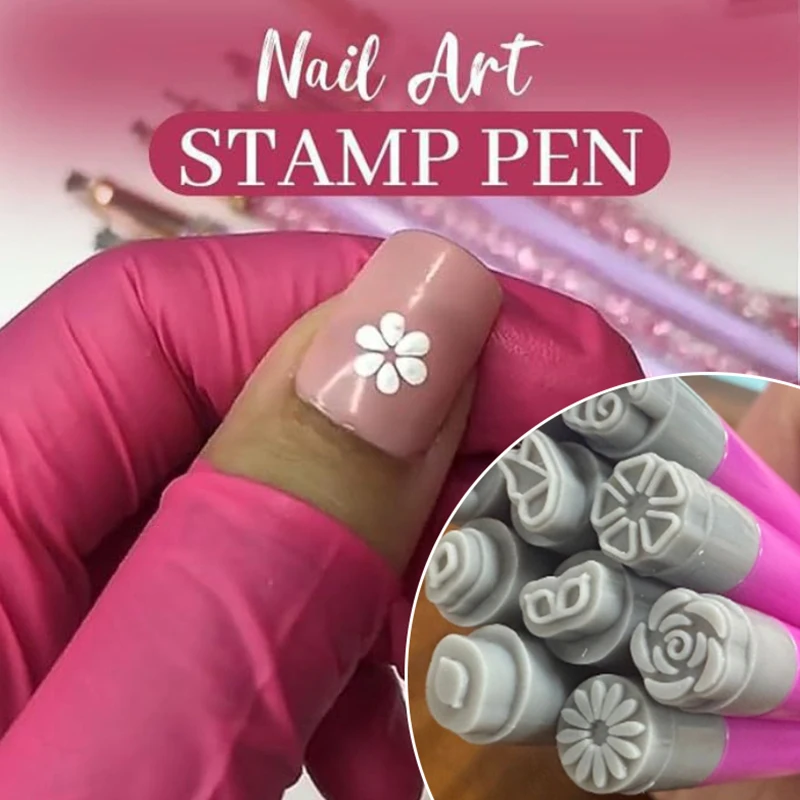 Ensemble de stylos à tampons Nail Art pour filles, outil d'estampage avec différents motifs, accessoires d'impression du bout des doigts bricolage, nouveau N64.Art, 6 pièces, 10 pièces