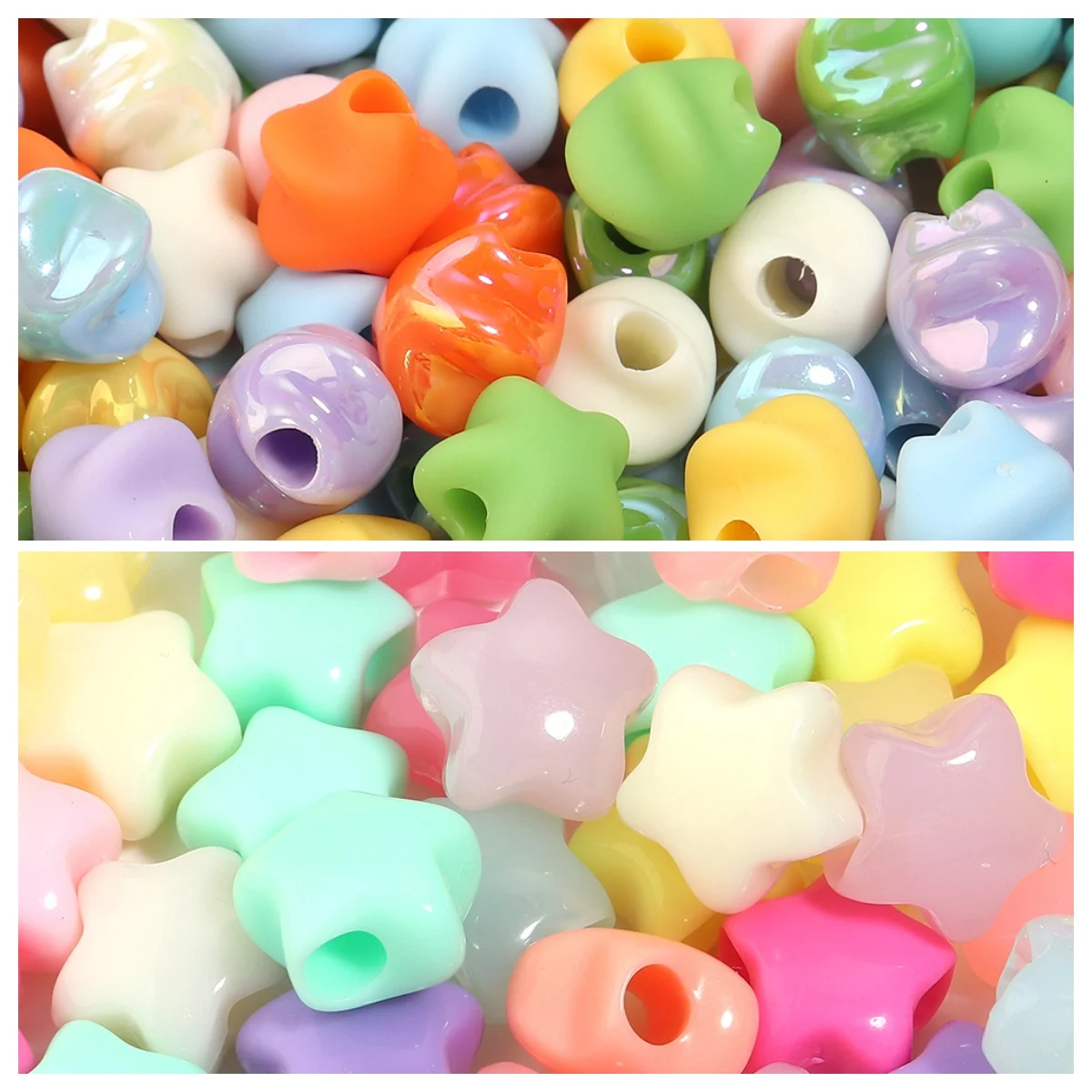 10/50pcs Candy Color Star Acrylic Beads Large Hole Loose Spacer Beads for Jewelry Making DIY Bracelet Necklace Accessories