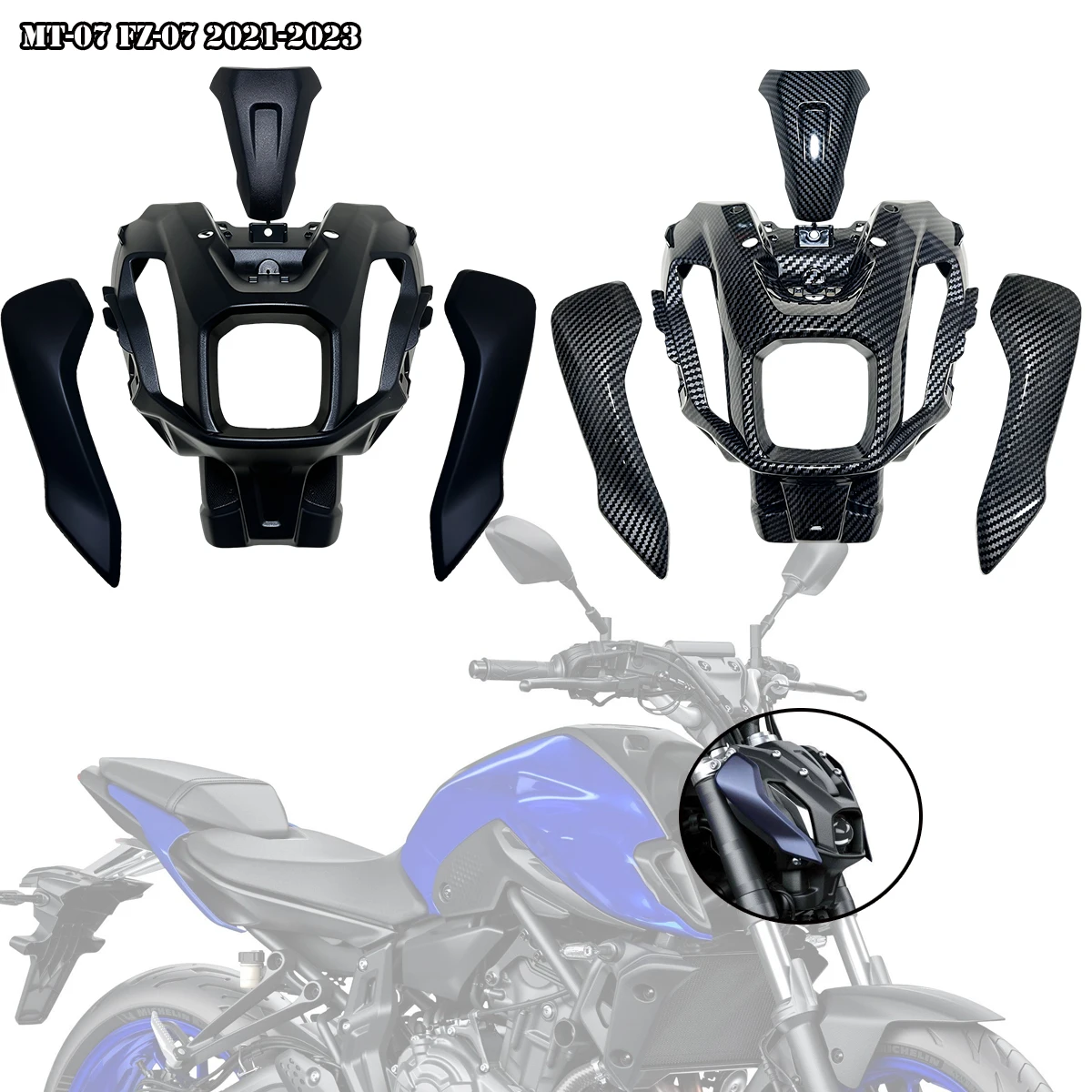 For YAMAHA MT07 2021-2024 2023 MT-07 Motorcycle Accessories Headlight Cover Protective Shell Instrument Frame Upper Fairing