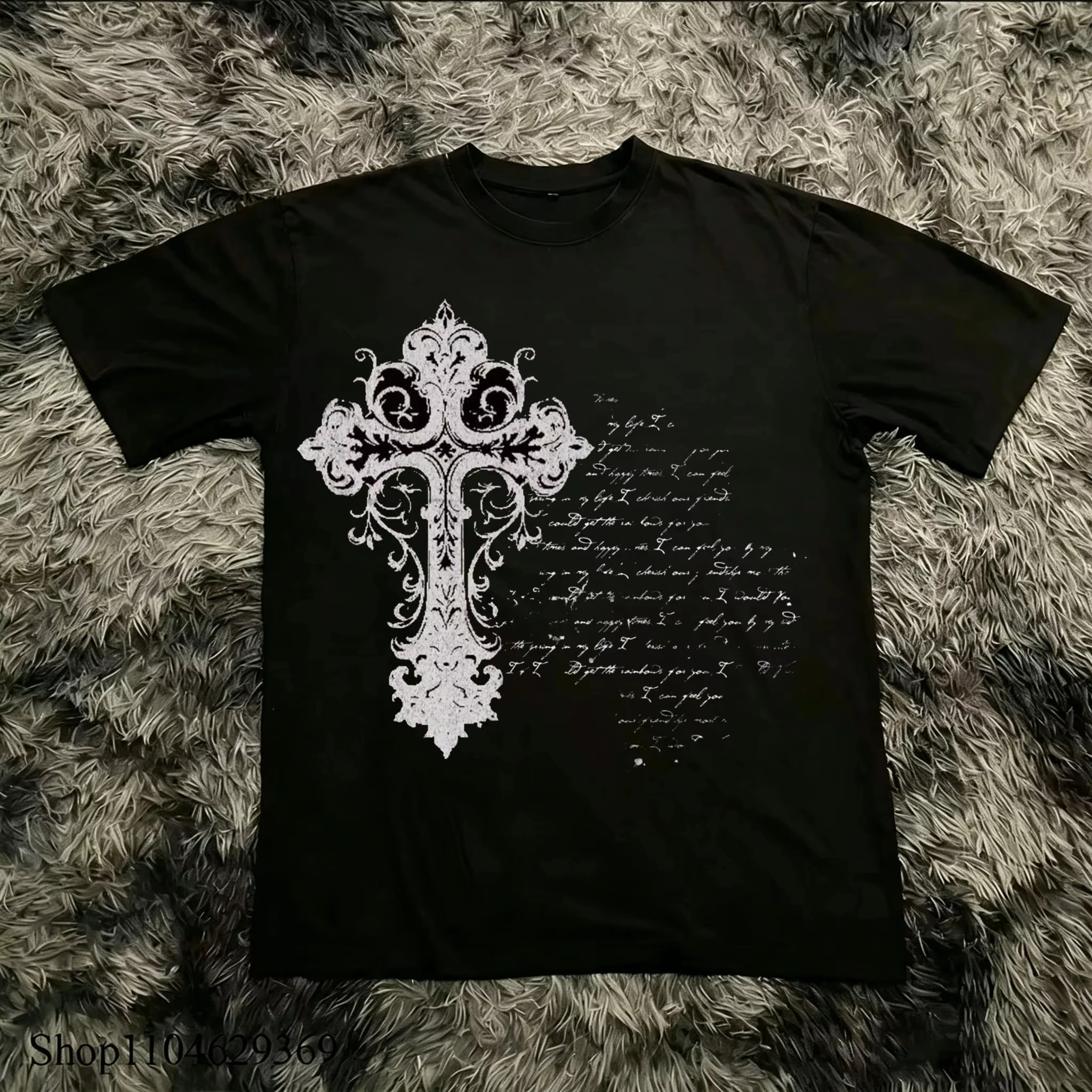 Harajuku Round Neck Tops Classic Y2K Gothic Tees High Street T-shirt Print Oversized T Shirt Casual Print Tops Unisex