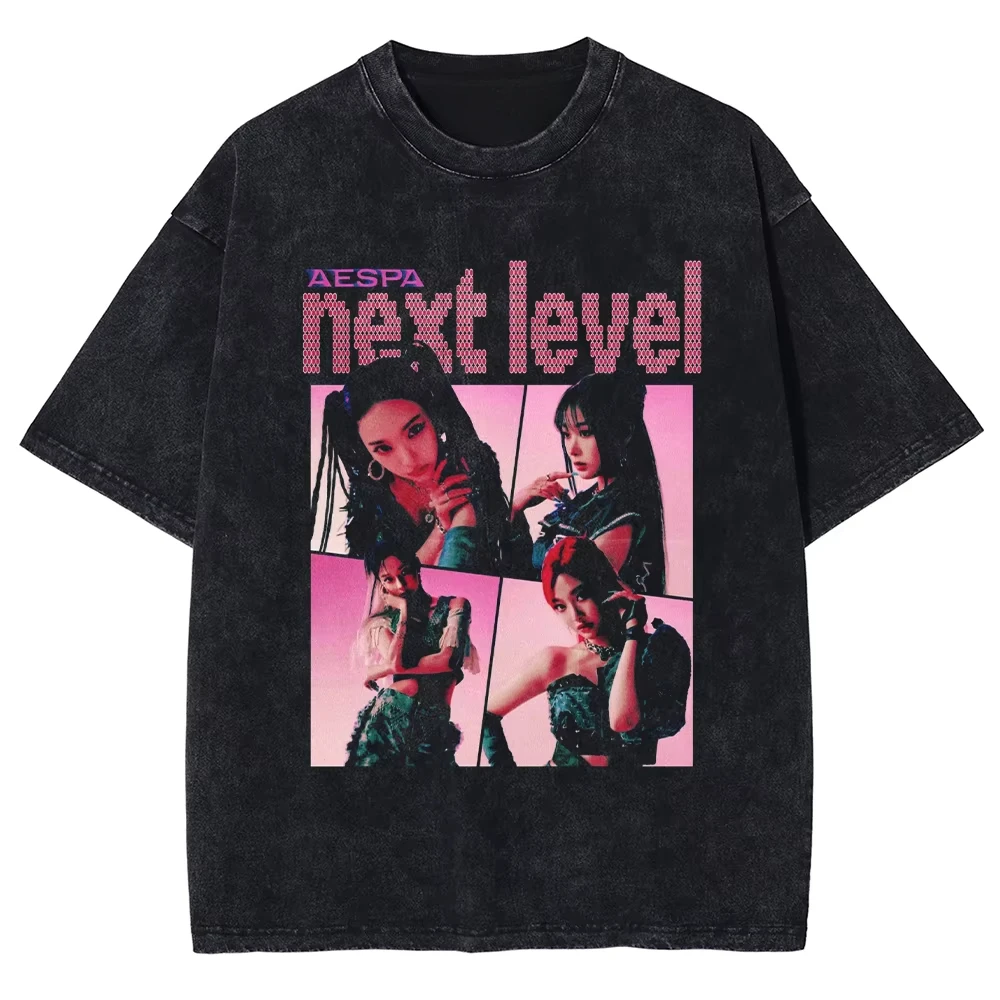 

Harajuku Vintage Old Acid T-shirt Men's Cotton Retro T-shirt Korean Female Singer Group Casual Fashion Neutral T-shirt
