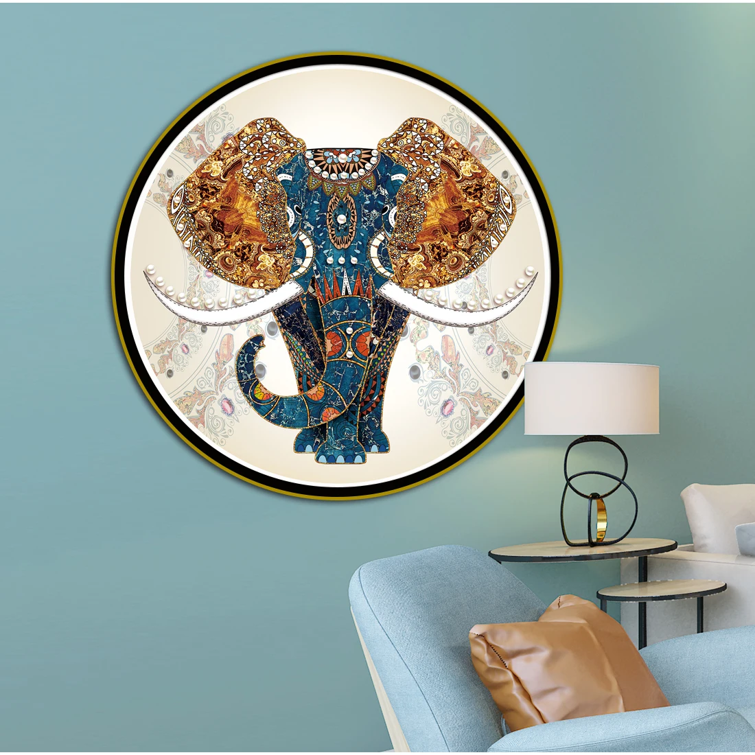 Animal Northern Europe Elephant Cross Stitch DIY Kits 11CT 9CT New Handicraft Embroidered Home Circular Decorative Painting