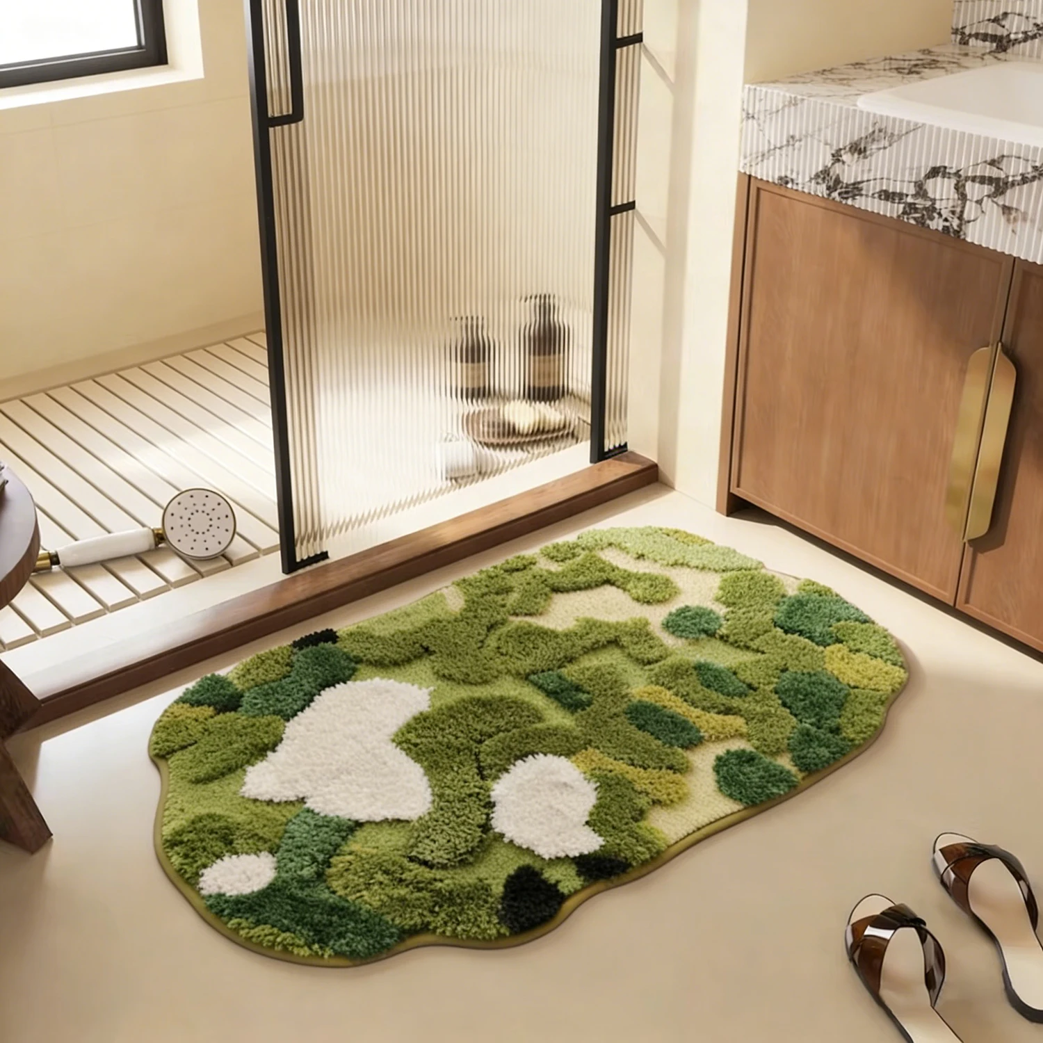 

Впитывающий коврик для ванной комнаты, домашний придверный коврик, противоскользящий утолщенный велюровый ковер с рисунком лесного мха, кухонный напольный коврик, придверный коврик для входа