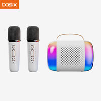 Basix Bluetooth 5.3 Speakers LED Karaoke Machine With Wireless Dual Microphone Portable Speaker KTV Home Family Singing Device