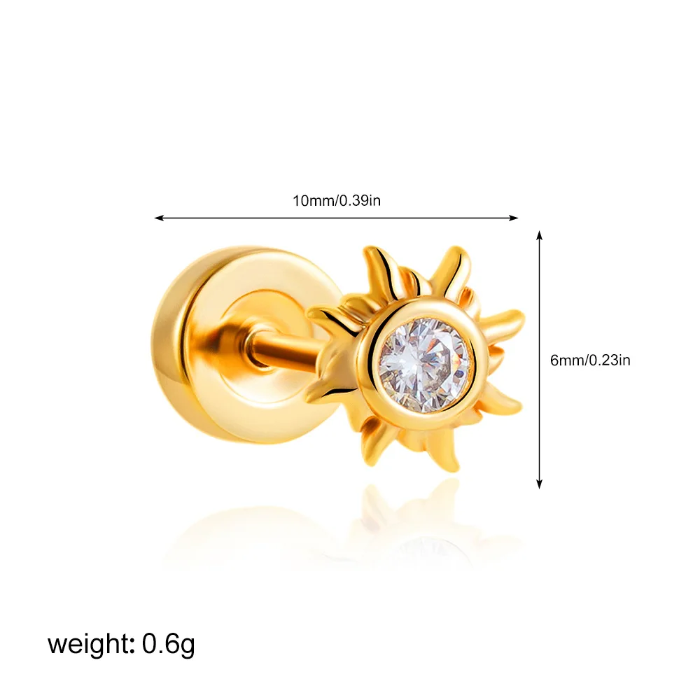 1PC Chirurgische Edelstahl Ohrringe für Frauen Zierliche Ohrringe mit flacher Rückseite Ohrstecker 20G CZ Knorpel Helix Tragus Conch Lobe Piercing – Detail 12