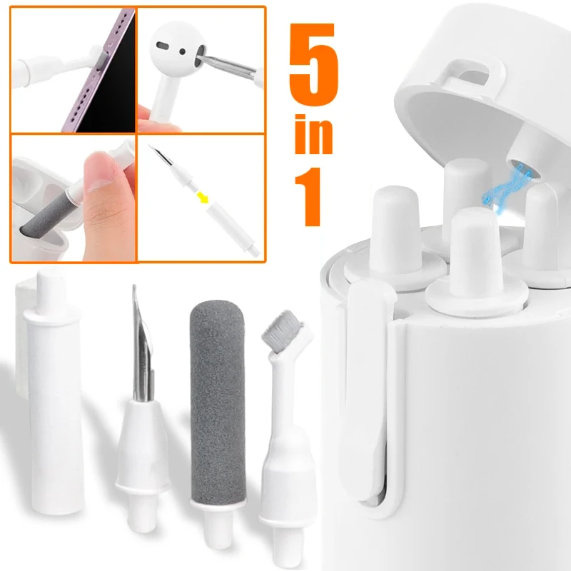 5in1 Wireless Bluetooth Earphone Cleaning Set Portable Magnetic Cleaner Sets for Apple AirPods Computer Keyboard Brush Tools