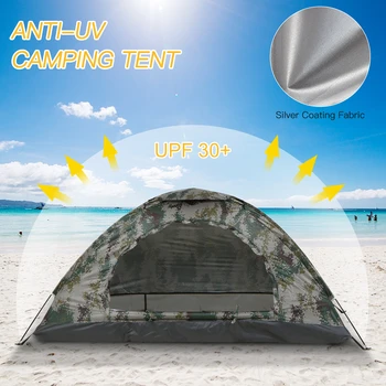 캠핑 텐트 단일 레이어 휴대용 하이킹 텐트, 자외선 차단 코팅 UPF 30 +, 야외 해변 낚시 여행 용품