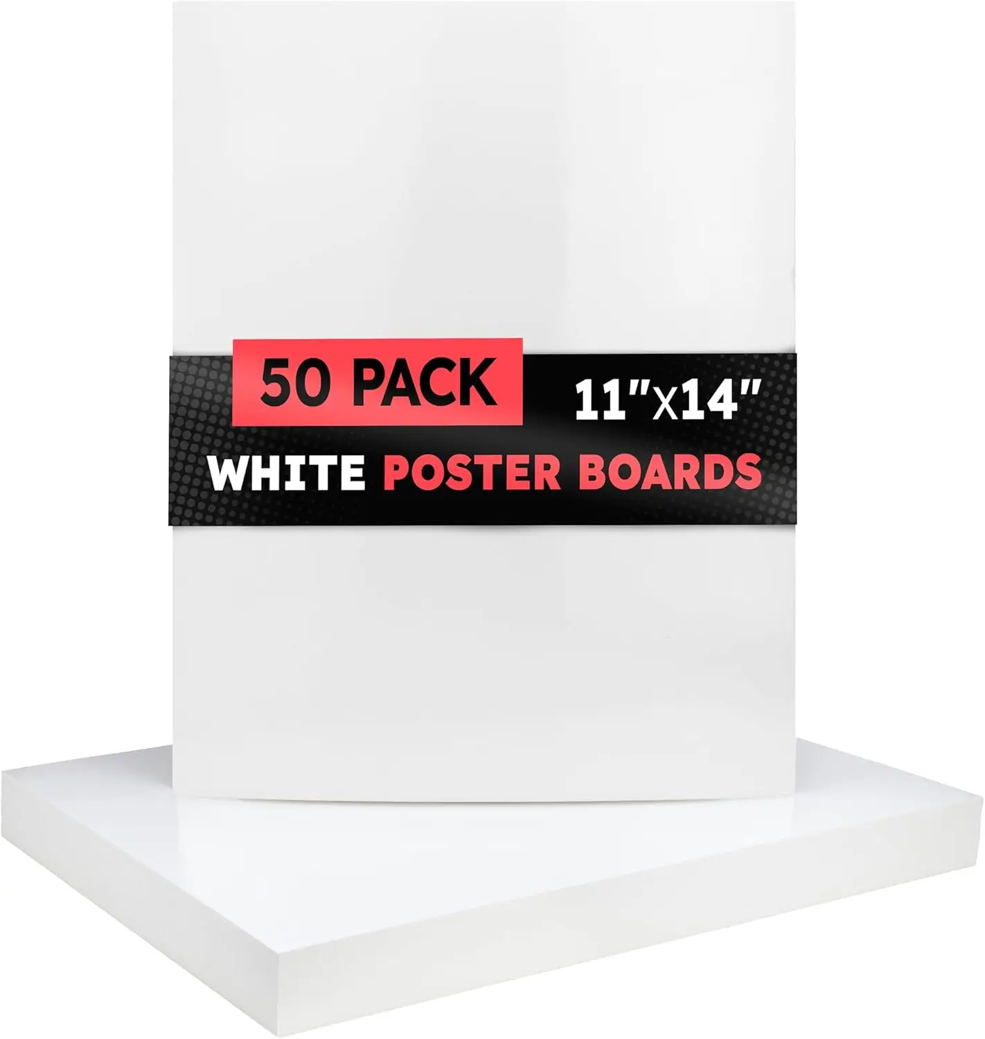 

White Poster Board 11x14 Bulk 50 Pack - Sturdy Cardstock for Projects, Signs, Displays, Crafts