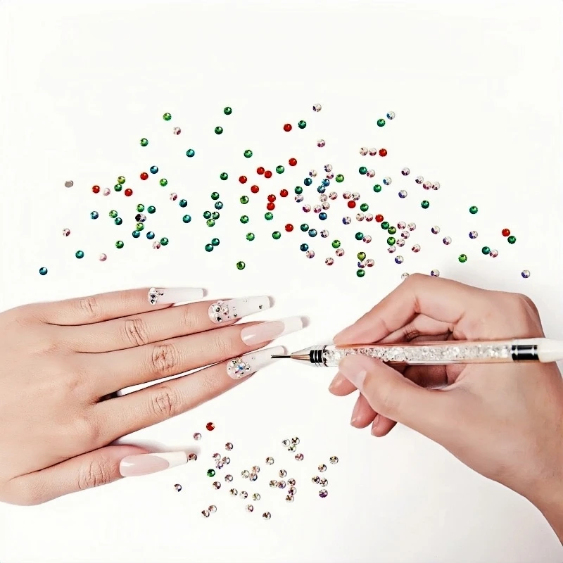 ドットワックスペンデュアルエンドラインストーン DIY ネイルアートデコレーションツール白アクリルハンドル付きラインストーン宝石を拾うため