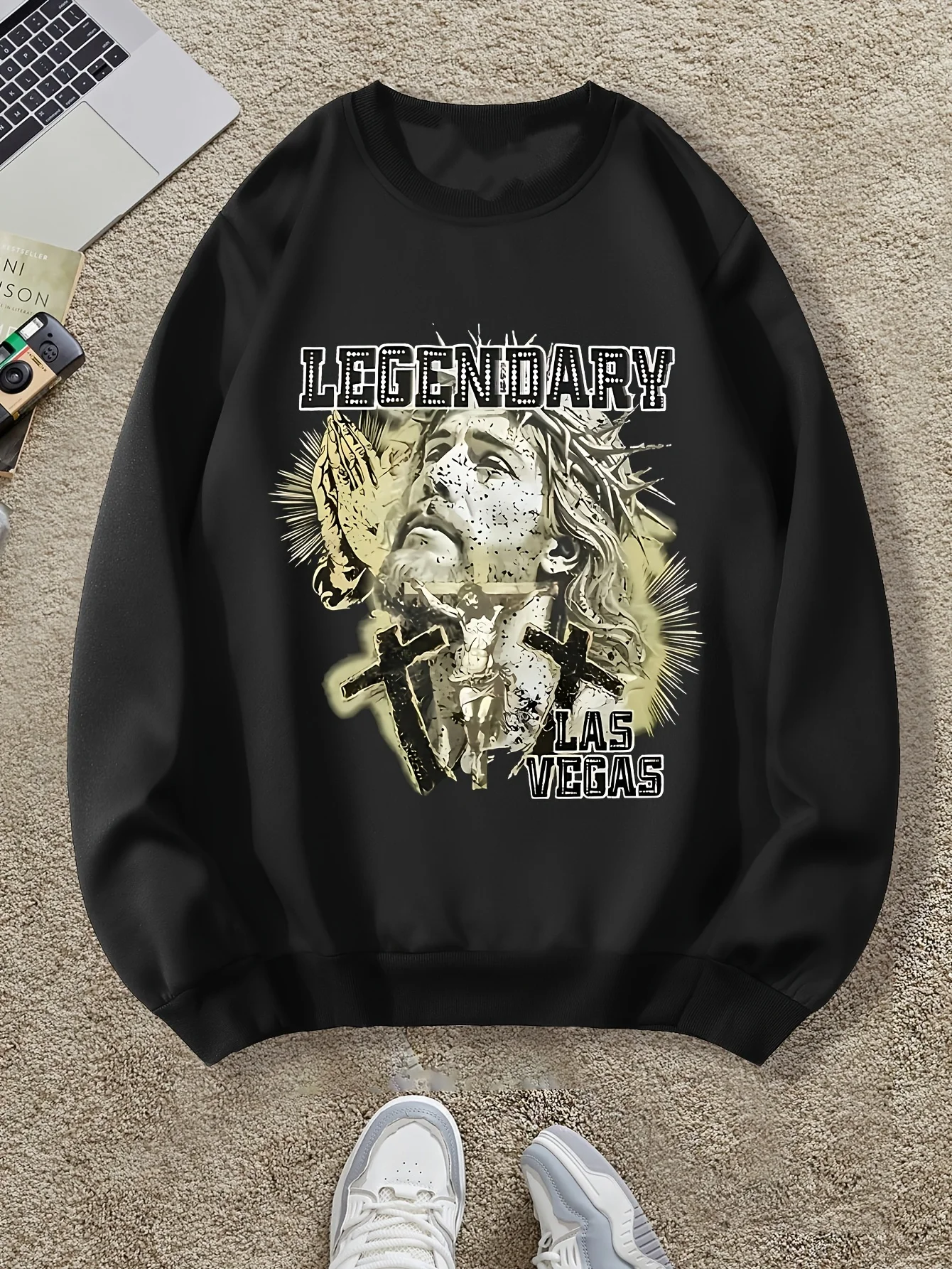 

Осенне-зимняя мужская и женская спортивная одежда с длинными рукавами и принтом креста Христа, повседневная свободная уличная одежда