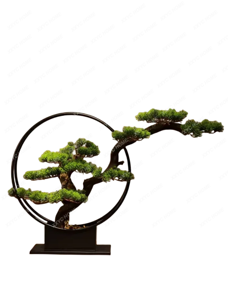 

New Chinese welcome pine wrought iron ornament Zen soft decoration simulation, plant home, decorative bonsai