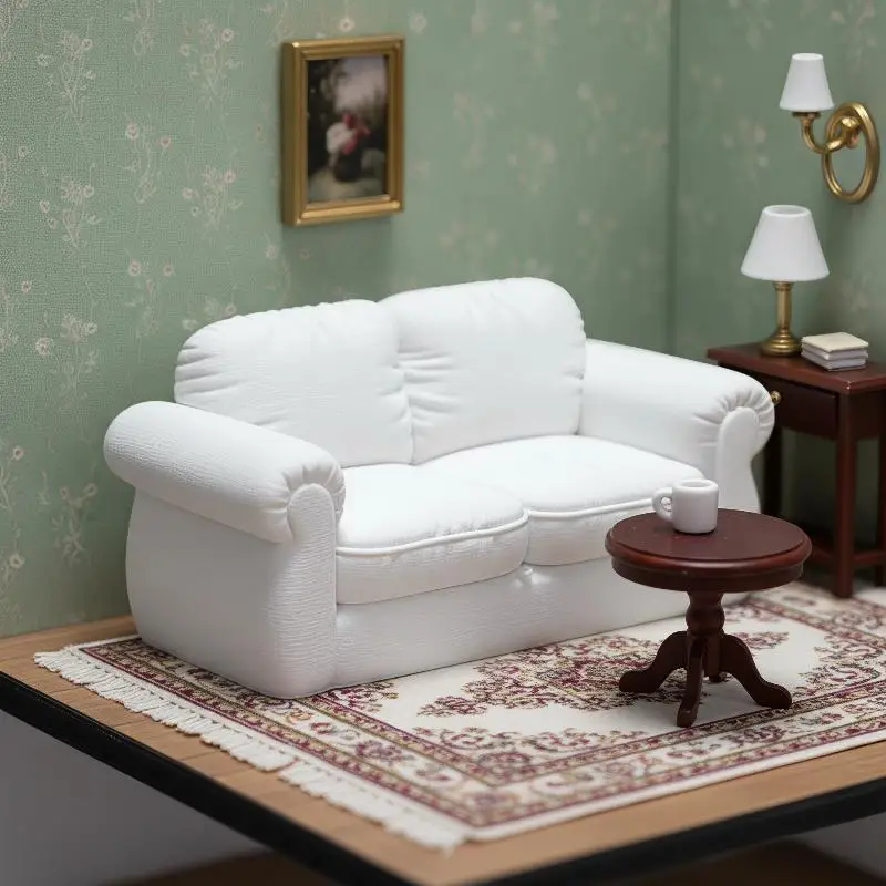 Miniature Sofa Model, Dollhouse Living Room Furniture Accessory, Photography Prop And Decorative Ornament