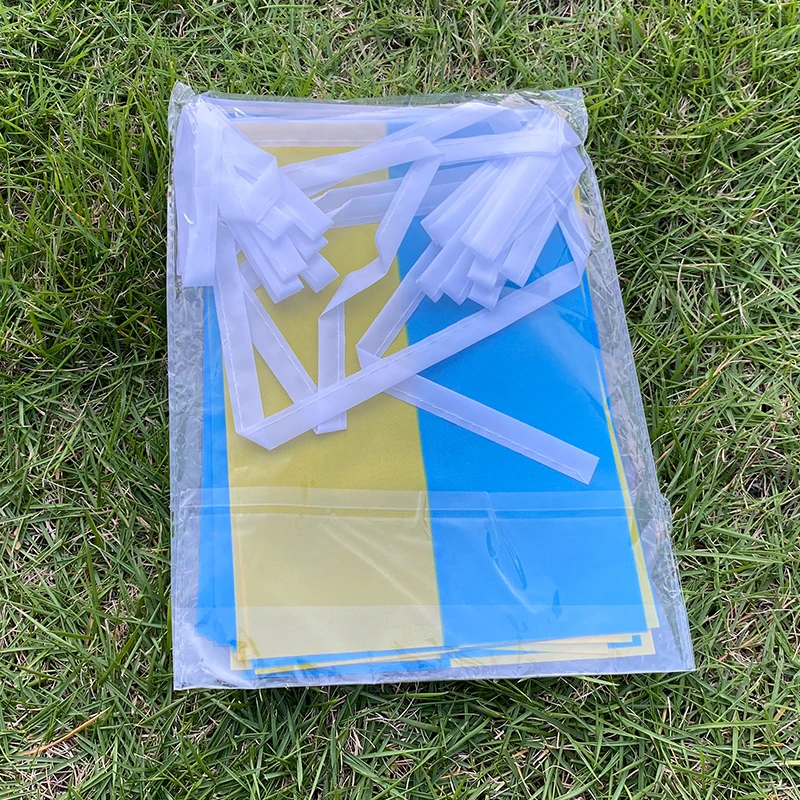 Aerlxemrbrae 5.5M 20pcs/set14cmx21cm Ukraine String Flag Ukraine Hanging Mini Flag Window Flag