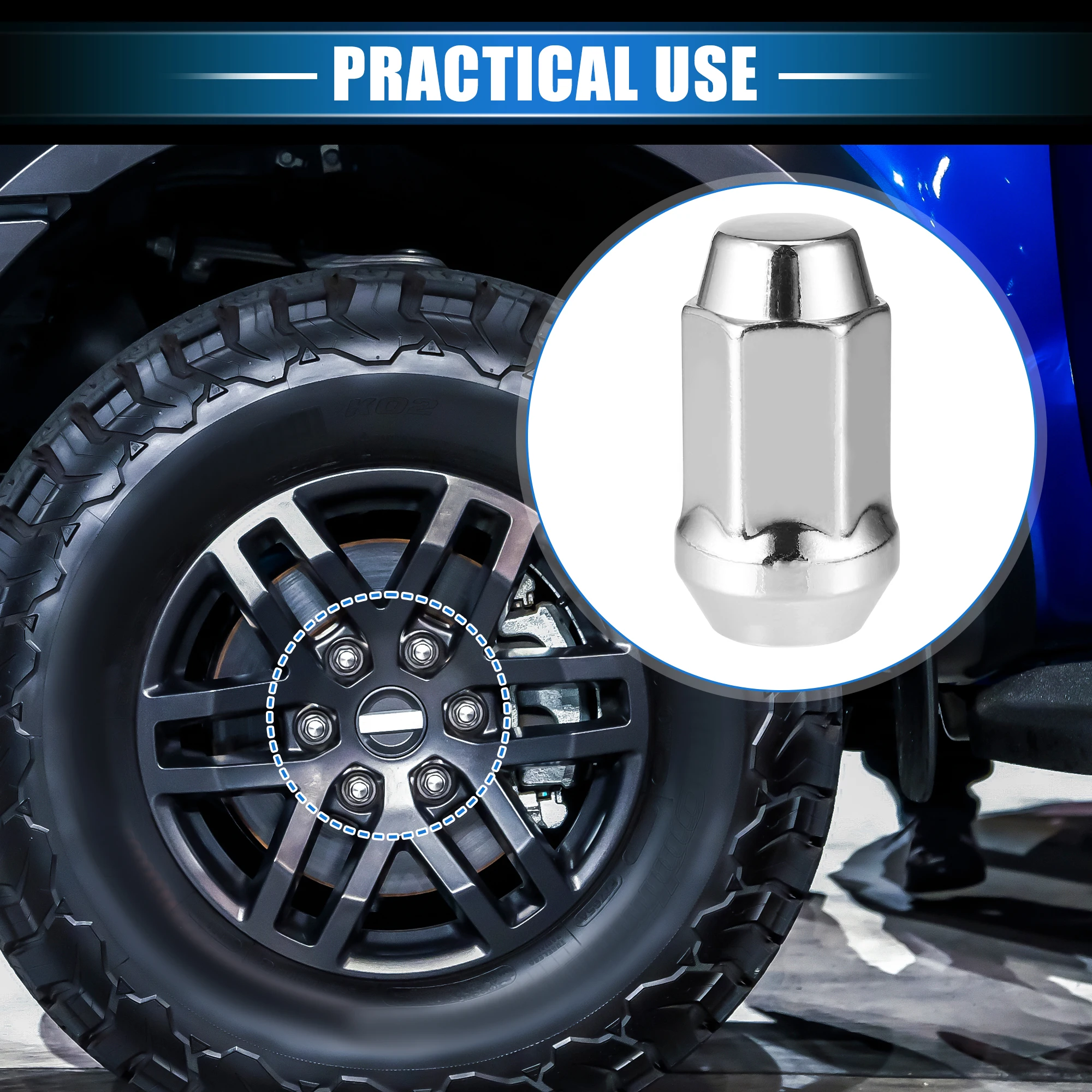 UXCELL Auto Wheel Lug Nuts Vehicle Durable Chorme Plated 1/2-20 Carbon Steel Tire Lugnuts for Ford Flex 2009-2019