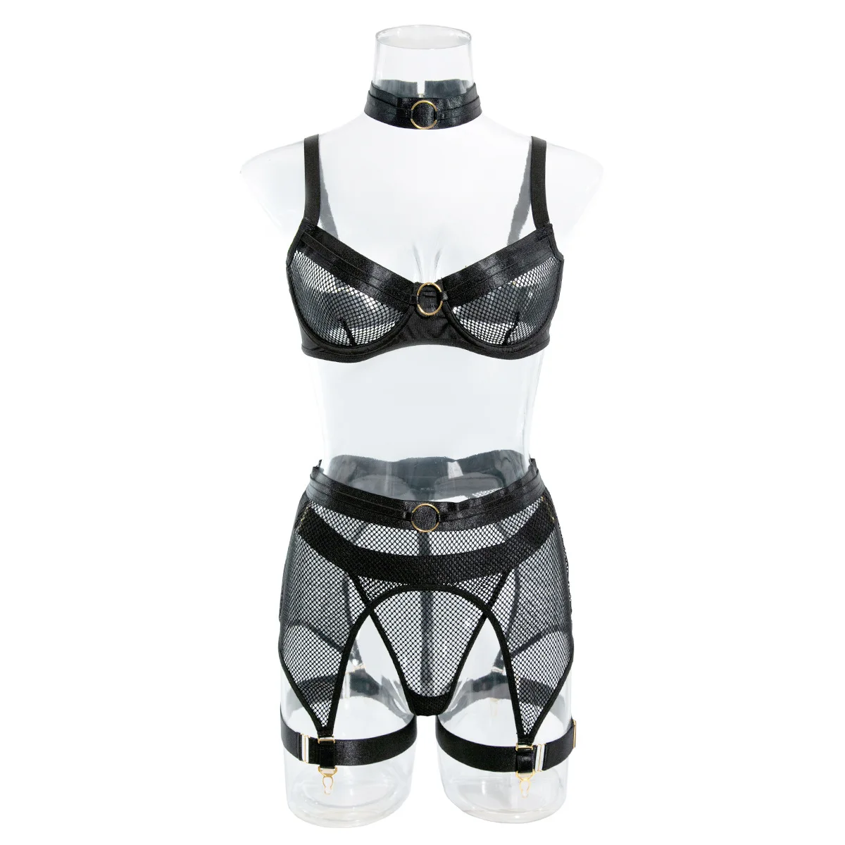 4-częściowy zestaw bielizny OnlyFans Przezroczysta bielizna - Egzotyczny zestaw fantazji na erotyczną bieliznę nocną