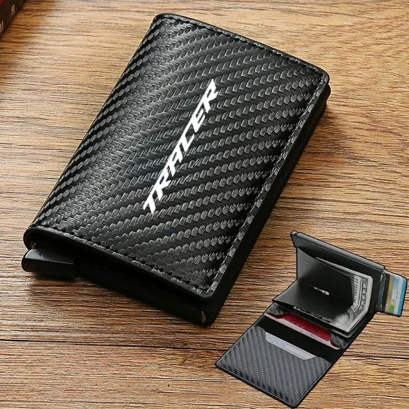 

Кожаный держатель для кредитных карт из углеродного волокна Rfid, мужские кошельки Black Magic Trifold для YAMAHA Tracer MT07 MT09 Tracer gt 700 900 700gt