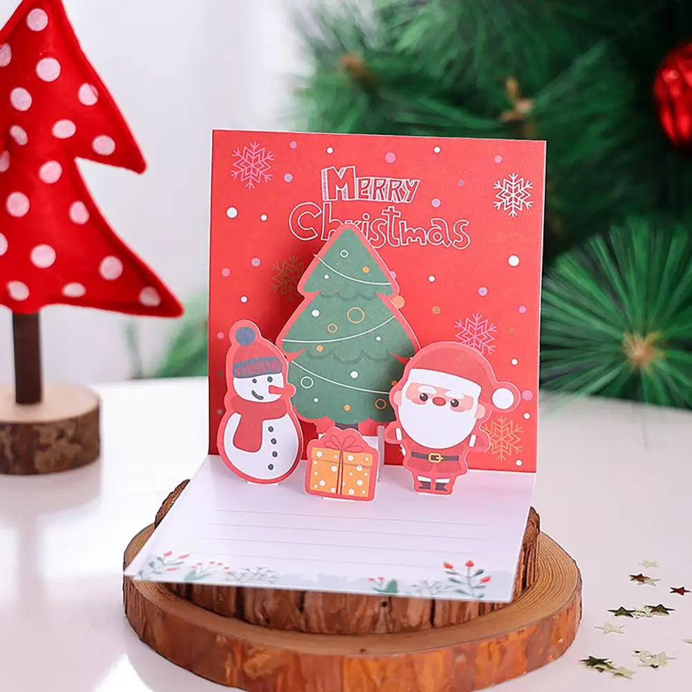 Christmas Greeting Card 3D Pop Up Holiday Greeting Card Xmas Reindeer Santa Greeting Card with Envelope New Year Gift for Family