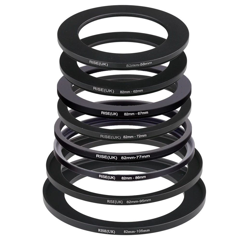Camera Lens Filter Adapter Ring Step Up or Step Down Ring Metal for 82mm lens - 62 67 72 77 86 95 105mm UV ND CPL Lens Hood etc.