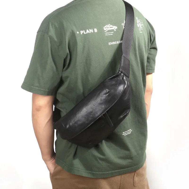 

New Men's Genuine Leather Hip Bag - Fashion Crossbody Sling Waist Pack