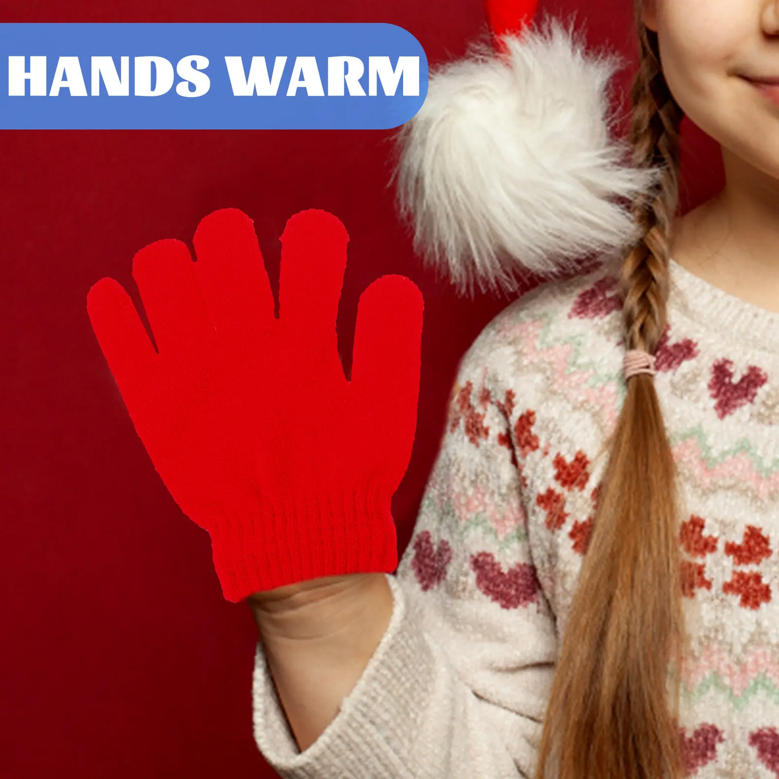 

6Pairs Kids Winter Finger Mittens Warm Thermal Knitted Non-Skid Cold-Proof Outdoor Gloves for Children Soft Lightweight