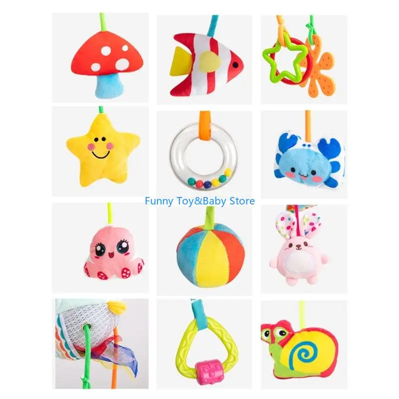 Jouet suspendu pour poussette avec hochet apaisant pour nouveau-nés, berceau interactif Mobile pour le développement visuel
