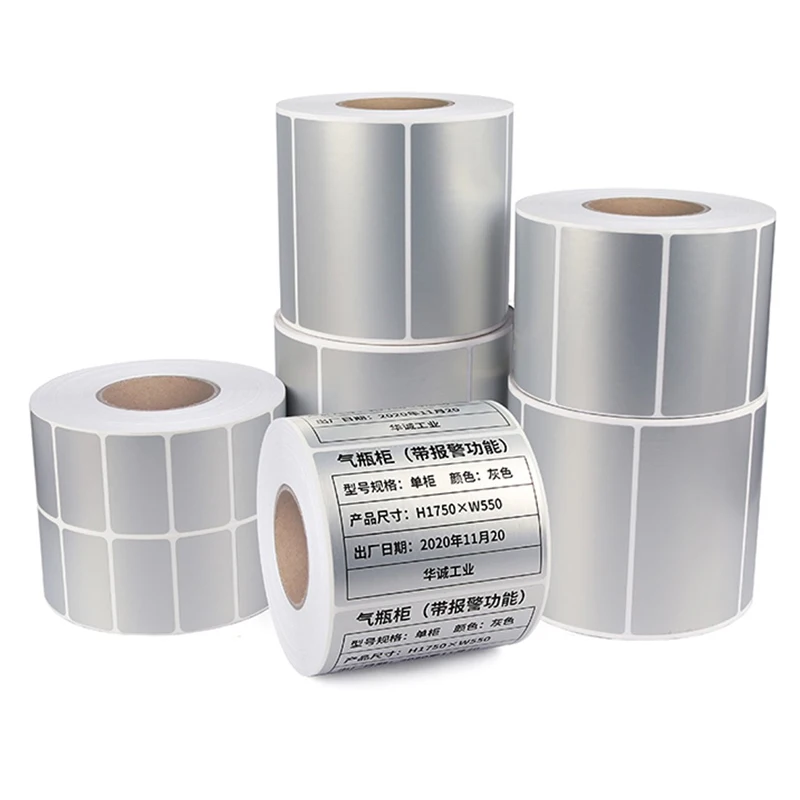 1Roll/pack Matte Silver Sticker Blank PET Labels for Thermal Transfer Printer Barcode Labels Office Supplies(Not thermal paper)