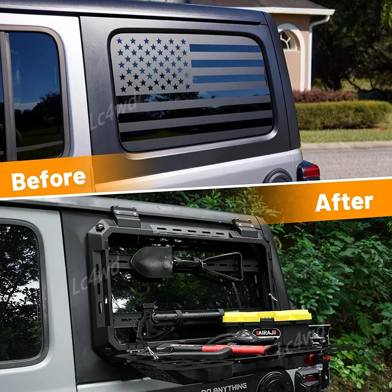 LC4WD 4x4 Exterior Accessories Foldable Rear Window Storage Table Molle Panel Flank Kit For 2018-2025 Jeep Wrangler JL