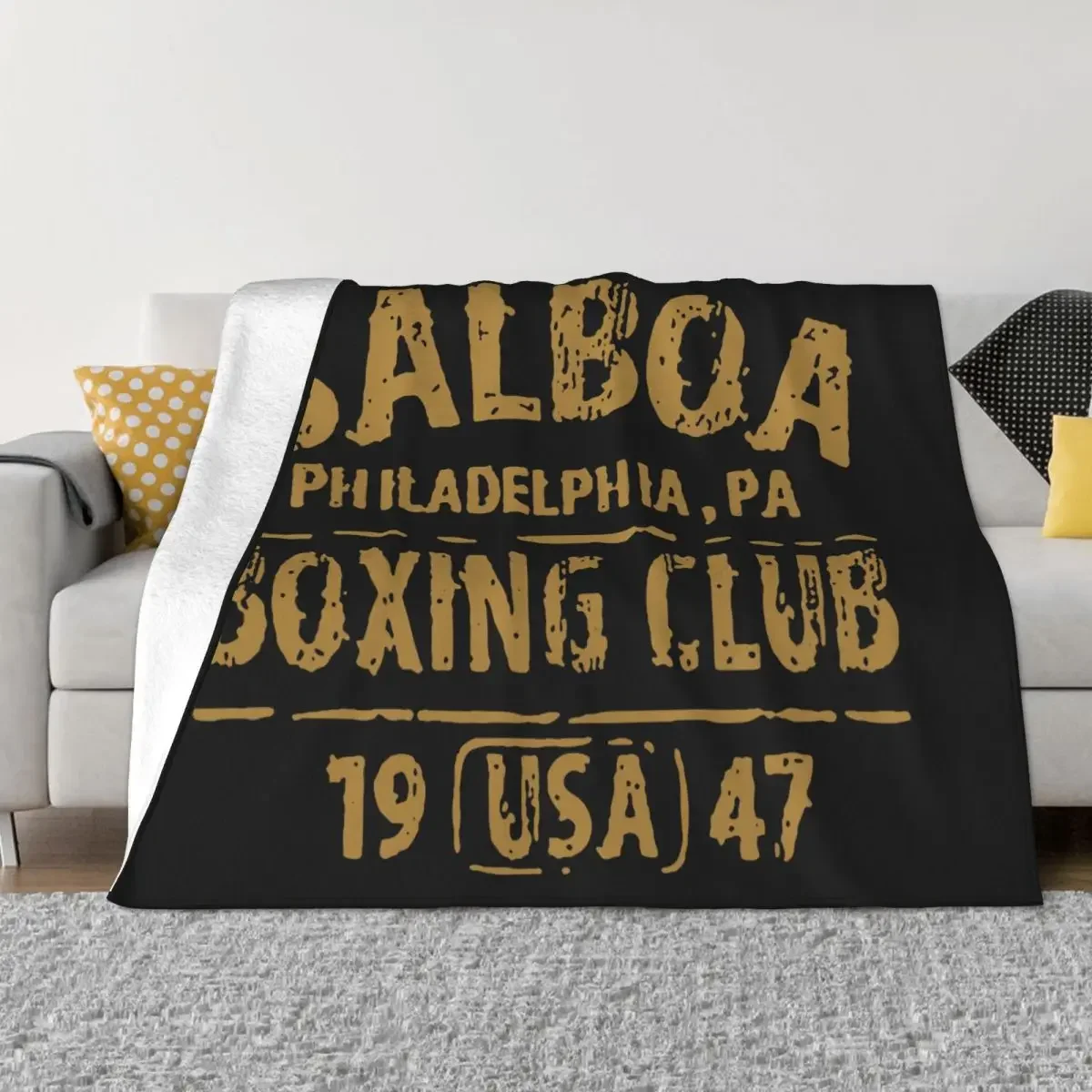 Rocky Balboa Boxing Club Gloves 1947 Blanket Fleece Soft Throw Blanket for Outdoor Travel Bed Rug