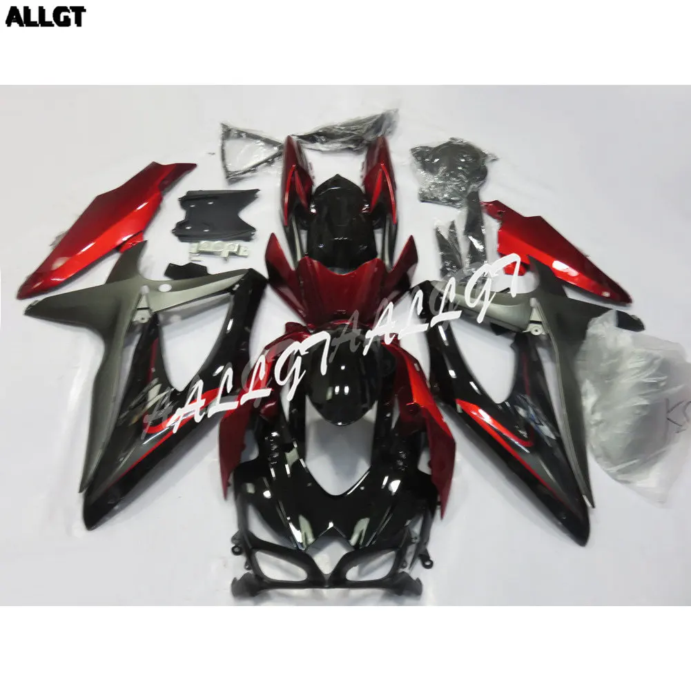 Painted Fairing Bodywork kit Red Black ABS for SUZUKI GSX-R 600/750 2008 2009 2010