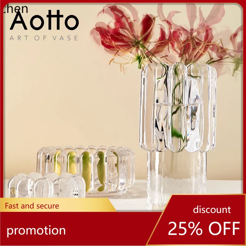 Zml transparent glass vase ornaments home soft furnishings candlestick decorations