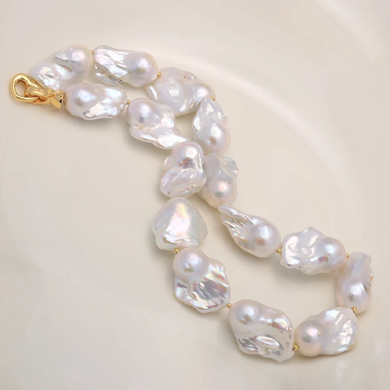 High Quality Real natural freshwater Large Baroque pearl necklace Choker 925 sterling silver clasp Classic clavicular chain NE