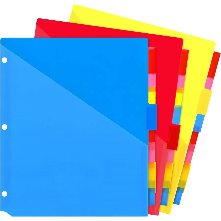 

Plastic 8Tab Dividers with Two Pockets 3 Sets Multicolor Dividers with Pockets for Binders 24PCS Tab Dividers Assorted Colors