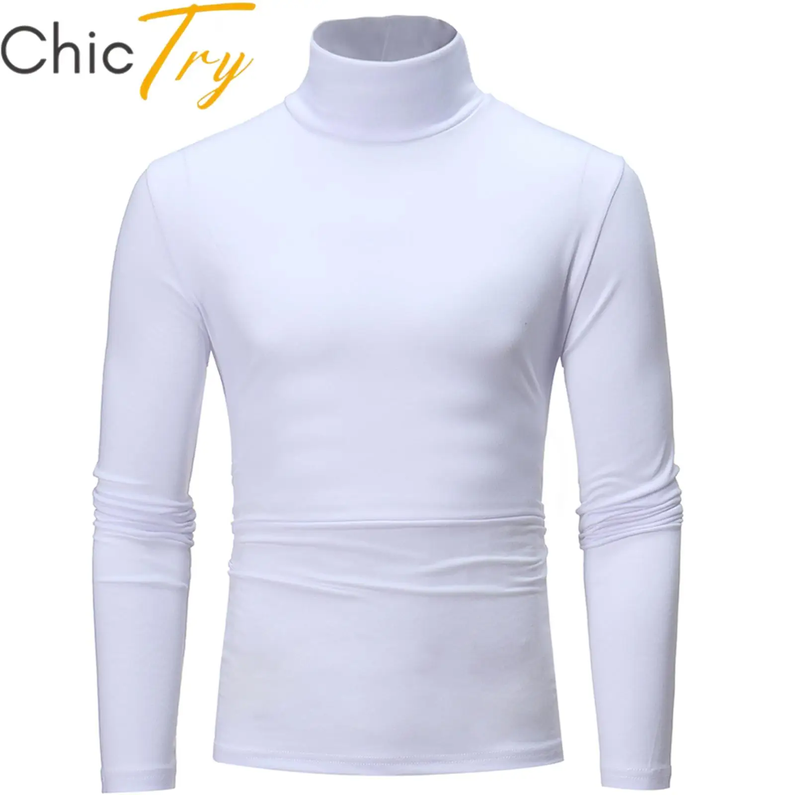 Thermals Tops for Mens Cold Weather Long Sleeve Turtle Mock Neck Undershirt Base Layer Shirts Slim Fit Soft Lightweight T-Shirt