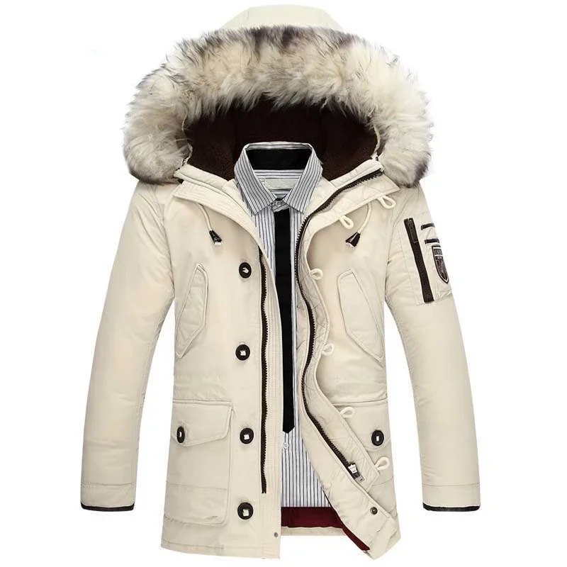 New brand winter jacket men 90% white duck down jacket thick keep warm men down jacket fur collar hooded down jackets coat male