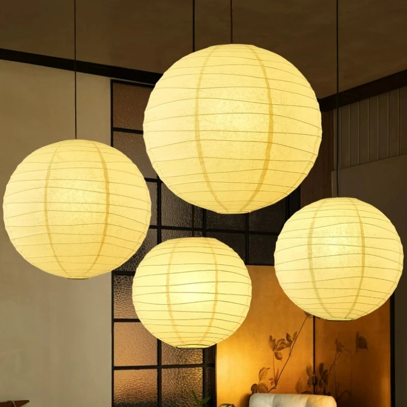 Designer Isamu Noguchi Pendant Lights Wabi-sabi Round Ball Hanging Lamps Living Room Bedside Restaurant Bedroom Study Chandelier