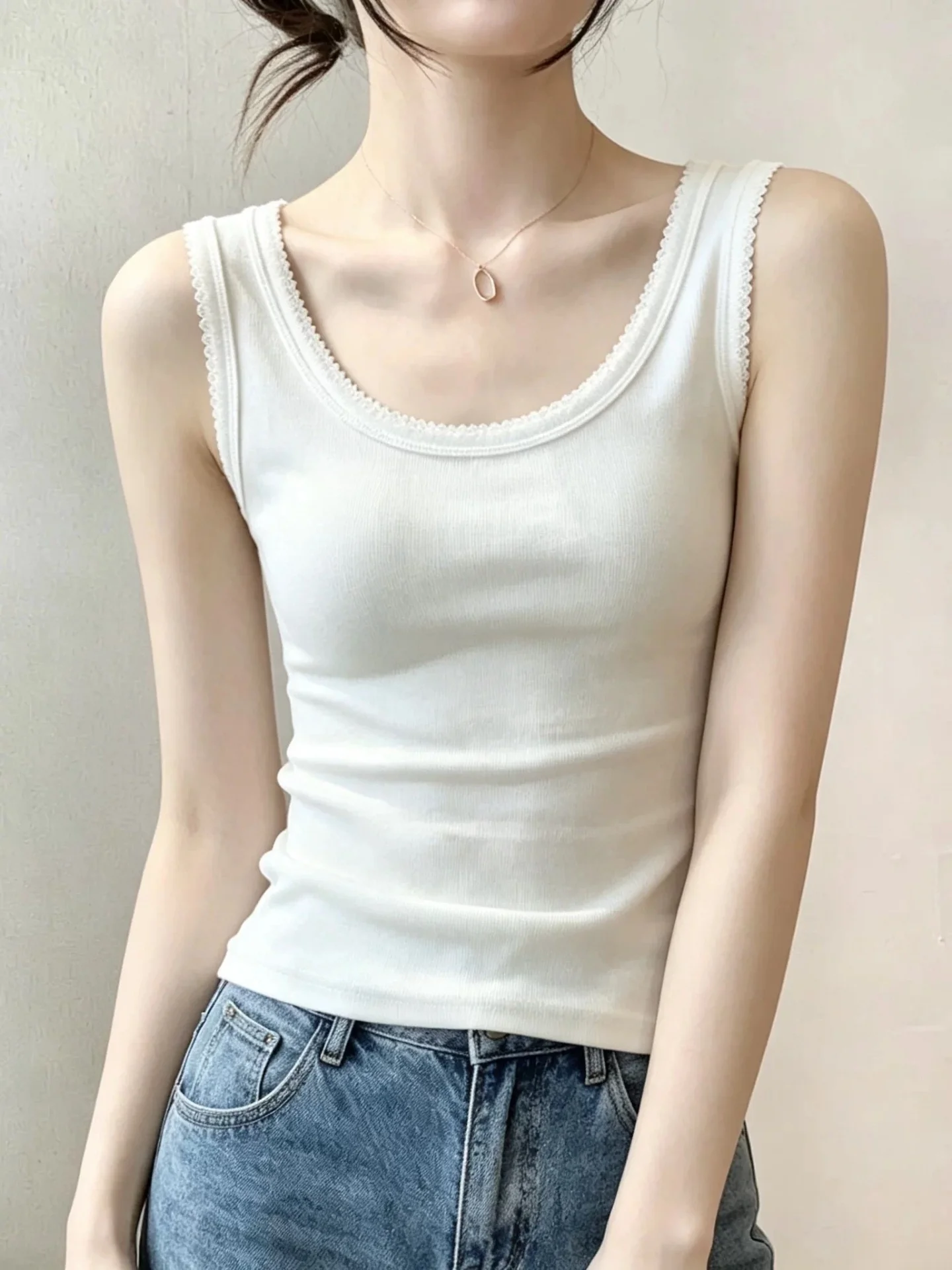 Women's 95 Cotton Strap Vest Spring Summer New Style plus Size Slim Fit Innerwear Outerwear Sleeveless Top Simple Design