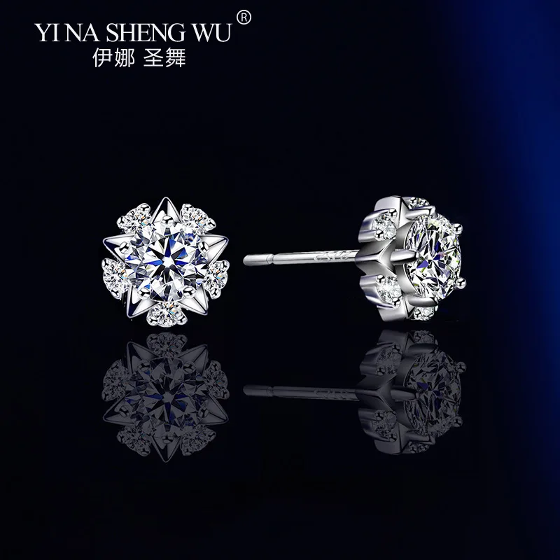 D Color Moissanite Women's Earrings S925 Silver Needle Star Snowflake Temperament All-match High-end Earrings Birthday Gift